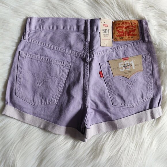 NEW Levi's 501 Purple Denim Hipster Shorts Size 28 - Picture 4 of 7